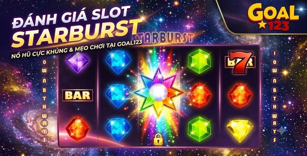 Ảnh đại diện đánh giá Slot Starburst (NetEnt) và mẹo chơi nổ hũ cực khủng tại nhà cái Goal123.